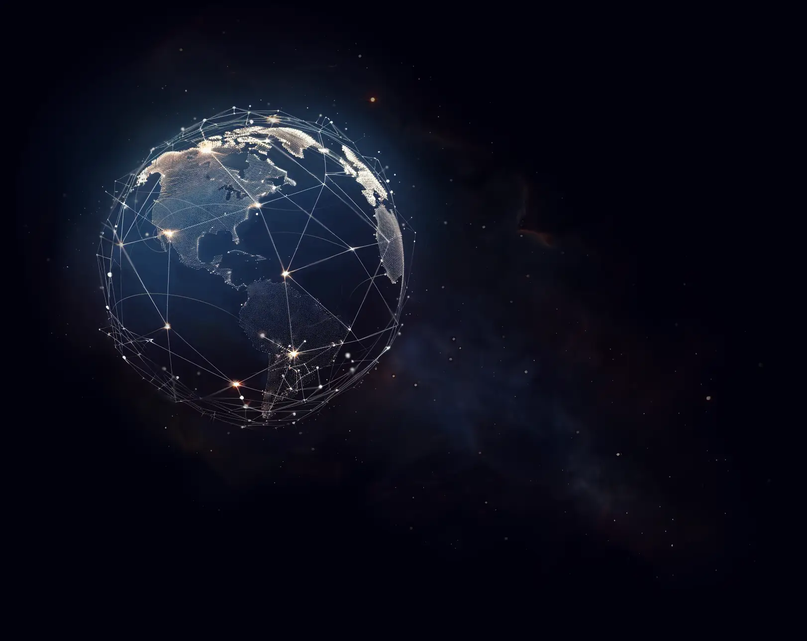 a globe connected by a luminous network